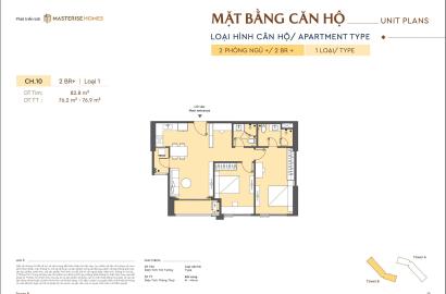 Căn Hộ 2 Phòng Ngủ+ (CH.10) – Thiết Kế Hiện Đại, Diện Tích 82.8m² | Masteri Rivera Đà Nẵng